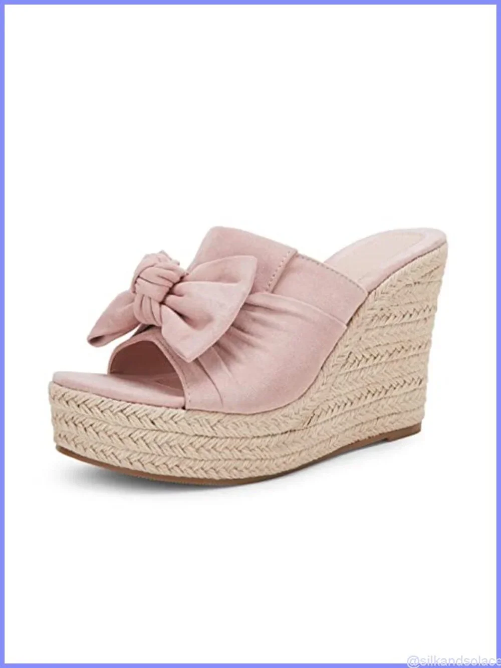 Womens Suede Faux Leather Platform Espadrille Wedge Slide Sandals Bow